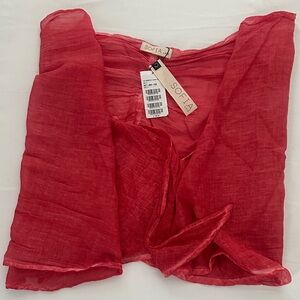 SOFIA Red Sheer Wrap Skirt/Swim Sarong